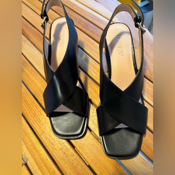 J.Crew Dylan crisscross block-heel sandals in leather NWT - Picture 2 of 9